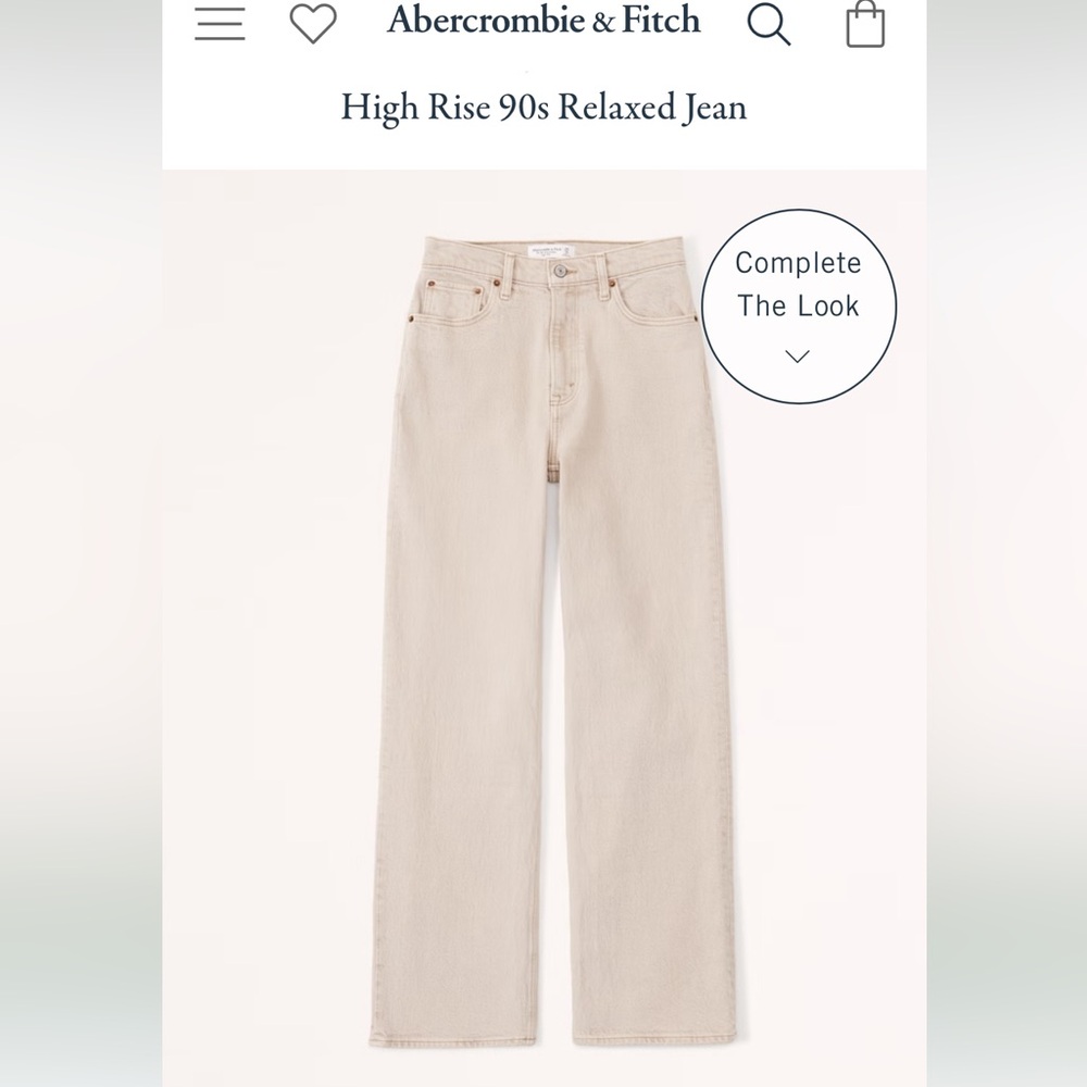 Abercrombie High Rise 90’s Relaxed Jeans in Oat Size 25/0 Regular